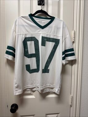 NWT Holister White Mesh Football Jersey with Green Number 97 size large